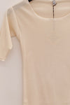 BASERANGE Round neck ruffled ribbed cotton T-shirt TOPA series collection France BAS-TOPA-RB-000-OFF WHITE